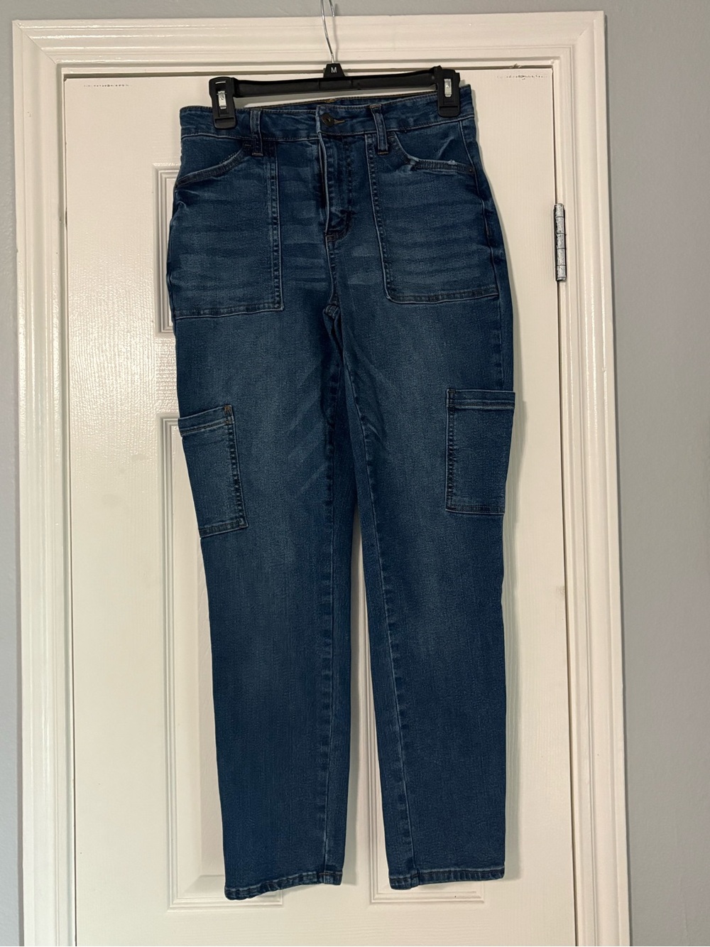 Celebrity Pink Women's Dark Indigo Straight Leg Cargo Jeans